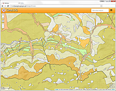 Mapa Litogenetyczna Polski w przeglądarce mobilnej CBDG ''GeoLOG''